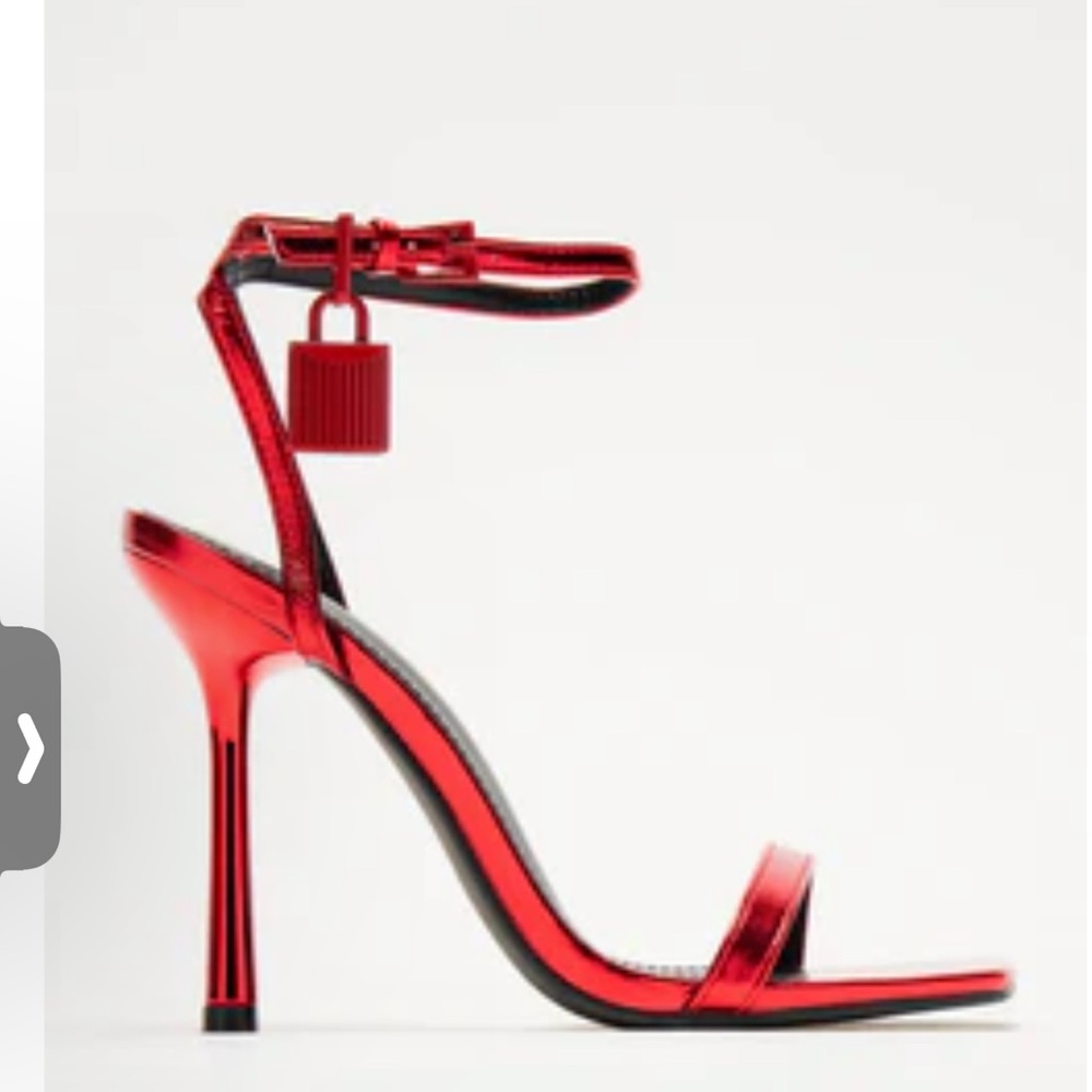 Fashion Nova Metallic Red Ankle Strap Heels